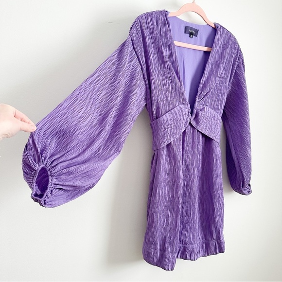 4SI3NNA Purple Aurelie Long Sleeve Minidress sz XS - Picture 7 of 10